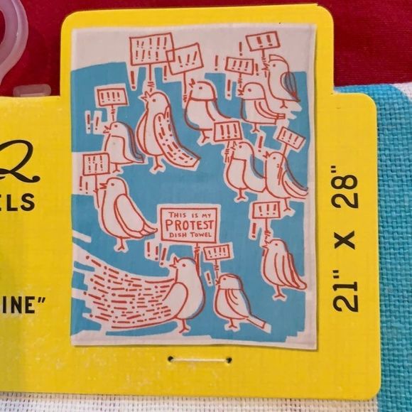 Blue QCotton dish towel - protest bird - Picture 2 of 8